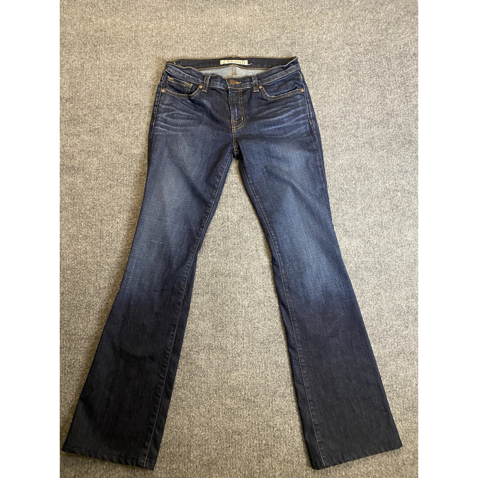 J Brand Womens Bootcut Jeans Dark Blue Denim Stretch Pockets Button Zip